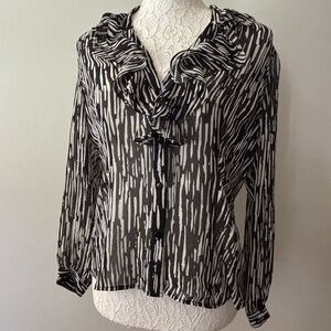 Investments Zebra Print Ruffle Blouse